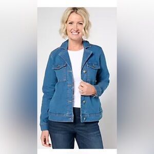 Women Blue Denim JeanJacket with sparkly buttons- NWOT. Dark blue